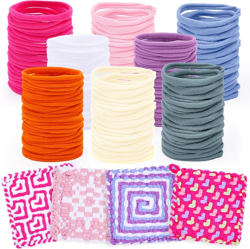 PREBOX 10’’ Potholder Weaving Loom Kit Refill Loops, DIY Crafts Supplies for Kids & Beginners, 224 Colorful Loops to Make 4 Large Pot Holders - Image 1